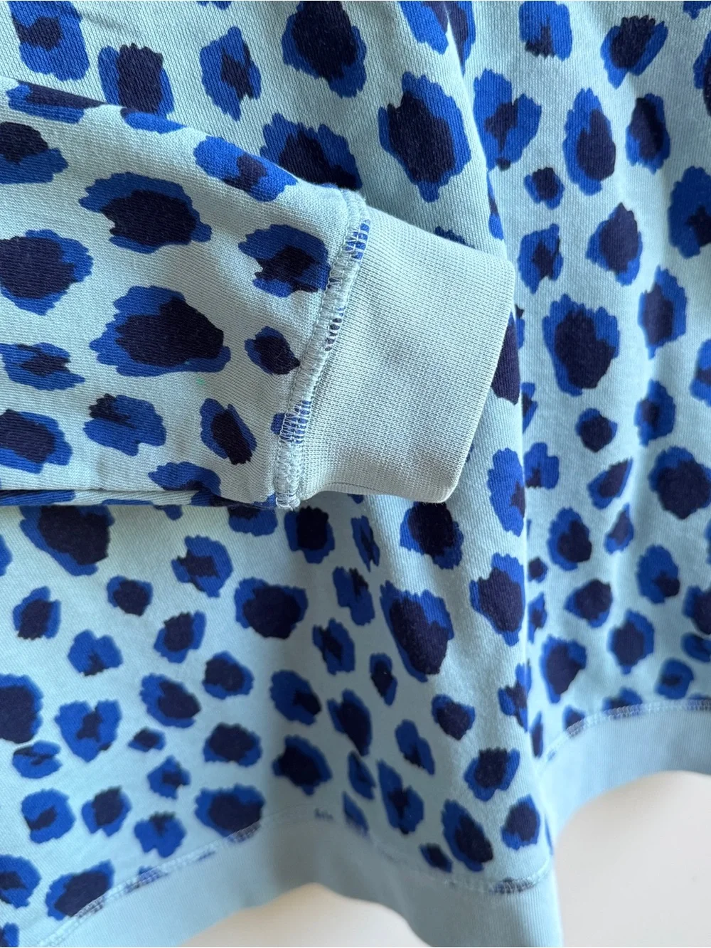 Boden Blue Leopard Print Crewneck Sweater